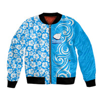 Hawaii Kauai Island Bomber Jacket Hibiscus Pattern Seamless Tribal Simple Blue LT03 Unisex Blue - Polynesian Pride