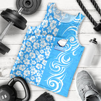 Hawaii Kauai Island Men Tank Top Hibiscus Pattern Seamless Tribal Simple Blue LT03 Blue - Polynesian Pride