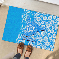 Hawaii Kauai Island Rubber Doormat Hibiscus Pattern Seamless Tribal Simple Blue LT03 - Polynesian Pride