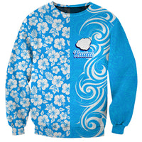Hawaii Kauai Island Sweatshirt Hibiscus Pattern Seamless Tribal Simple Blue LT03 Unisex Blue - Polynesian Pride