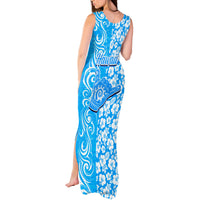 Hawaii Kauai Island Tank Maxi Dress Hibiscus Pattern Seamless Tribal Simple Blue LT03 - Polynesian Pride