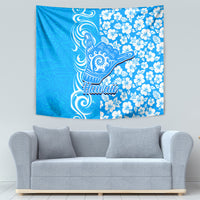 Hawaii Kauai Island Tapestry Hibiscus Pattern Seamless Tribal Simple Blue LT03 - Polynesian Pride