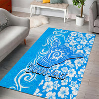 Custom Hawaii Kauai Island Area Rug Hibiscus Pattern Seamless Tribal Simple Blue LT03 - Polynesian Pride