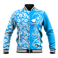 Custom Hawaii Kauai Island Baseball Jacket Hibiscus Pattern Seamless Tribal Simple Blue LT03 Unisex Blue - Polynesian Pride