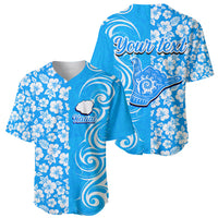 Custom Hawaii Kauai Island Baseball Jersey Hibiscus Pattern Seamless Tribal Simple Blue LT03 - Polynesian Pride