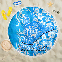 Custom Hawaii Kauai Island Beach Blanket Hibiscus Pattern Seamless Tribal Simple Blue LT03 One Size 150cm Blue - Wonder Print Shop