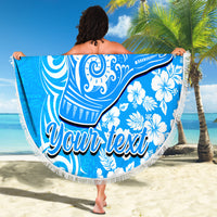 Custom Hawaii Kauai Island Beach Blanket Hibiscus Pattern Seamless Tribal Simple Blue LT03 - Wonder Print Shop