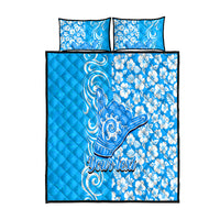 Custom Hawaii Kauai Island Quilt Bed Set Hibiscus Pattern Seamless Tribal Simple Blue LT03 Blue - Polynesian Pride