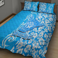Custom Hawaii Kauai Island Quilt Bed Set Hibiscus Pattern Seamless Tribal Simple Blue LT03 - Polynesian Pride