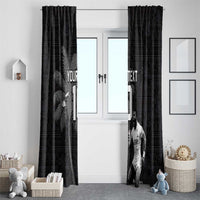 Custom Fiji Rugby Pacific Champions 2024 Window Curtain Anniversary 7 Titles - Fijians Rugby and Tapa Hibiscus Black Art