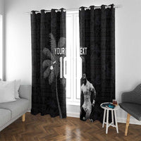 Custom Fiji Rugby Pacific Champions 2024 Window Curtain Anniversary 7 Titles - Fijians Rugby and Tapa Hibiscus Black Art