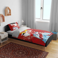 Hawaiian Mele Kalikimaka Bedding Set Funny Santa Riding Lei Dolphin with Kakau Tattoos - Polynesian Pride