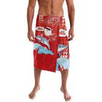 Hawaiian Mele Kalikimaka Lavalava Funny Santa Riding Lei Dolphin with Kakau Tattoos LT03 Red - Polynesian Pride