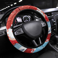 Hawaiian Mele Kalikimaka Steering Wheel Cover Funny Santa Riding Lei Dolphin with Kakau Tattoos - Polynesian Pride