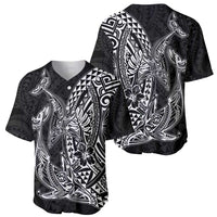 Hawaiian Whales Polynesian Art Motifs Baseball Jersey Black Color - Polynesian Pride