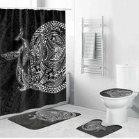 Hawaiian Whales Polynesian Art Motifs Bathroom Set Black Color - Polynesian Pride