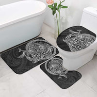 Hawaiian Whales Polynesian Art Motifs Bathroom Set Black Color - Polynesian Pride