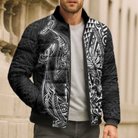 Hawaiian Whales Polynesian Art Motifs Bomber Puffer Jacket Black Color - Polynesian Pride