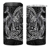 Hawaiian Whales Polynesian Art Motifs 4 in 1 Can Cooler Tumbler Black Color - Polynesian Pride