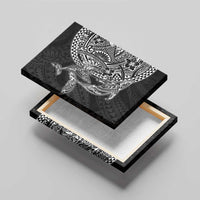 Hawaiian Whales Polynesian Art Motifs Canvas Wall Art Black Color - Polynesian Pride