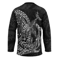 Hawaiian Whales Polynesian Art Motifs Hockey Jersey Black Color - Polynesian Pride