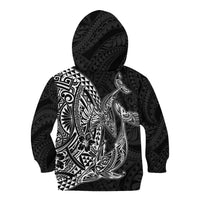 Hawaiian Whales Polynesian Art Motifs Kid Hoodie Black Color - Polynesian Pride