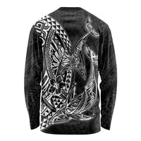 Hawaiian Whales Polynesian Art Motifs Long Sleeve Shirt Black Color - Polynesian Pride