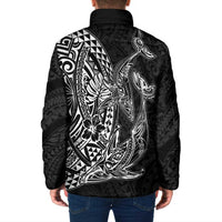 Hawaiian Whales Polynesian Art Motifs Padded Jacket Black Color - Polynesian Pride