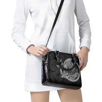 Hawaiian Whales Polynesian Art Motifs Shoulder Handbag Black Color - Polynesian Pride