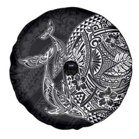 Hawaiian Whales Polynesian Art Motifs Spare Tire Cover Black Color - Polynesian Pride