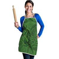 Hawaiian Whales Polynesian Art Motifs Apron Green Color - Polynesian Pride