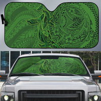 Hawaiian Whales Polynesian Art Motifs Auto Sun Shade Green Color - Polynesian Pride