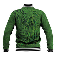 Hawaiian Whales Polynesian Art Motifs Baseball Jacket Green Color - Polynesian Pride