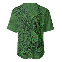 Hawaiian Whales Polynesian Art Motifs Baseball Jersey Green Color - Polynesian Pride