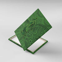 Hawaiian Whales Polynesian Art Motifs Canvas Wall Art Green Color - Polynesian Pride