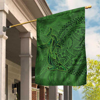 Hawaiian Whales Polynesian Art Motifs Garden Flag Green Color - Polynesian Pride
