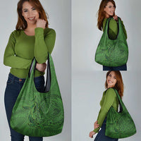 Hawaiian Whales Polynesian Art Motifs Grocery Bag Green Color - Polynesian Pride