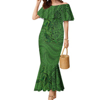 Hawaiian Whales Polynesian Art Motifs Mermaid Dress Green Color - Polynesian Pride