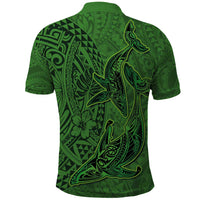 Hawaiian Whales Polynesian Art Motifs Polo Shirt Green Color - Polynesian Pride