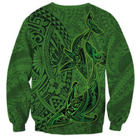 Hawaiian Whales Polynesian Art Motifs Sweatshirt Green Color - Polynesian Pride