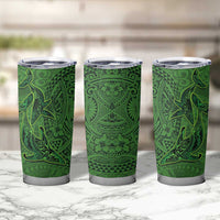 Hawaiian Whales Polynesian Art Motifs Tumbler Cup Green Color - Polynesian Pride