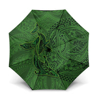 Hawaiian Whales Polynesian Art Motifs Umbrella Green Color - Polynesian Pride