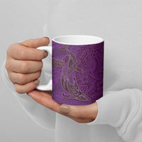 Hawaiian Whales Polynesian Art Motifs Ceramic Mug Purple Color - Polynesian Pride