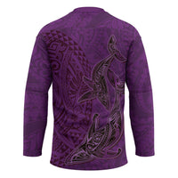 Hawaiian Whales Polynesian Art Motifs Hockey Jersey Purple Color - Polynesian Pride