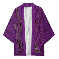 Hawaiian Whales Polynesian Art Motifs Kimono Purple Color LT03 Unisex Purple - Polynesian Pride
