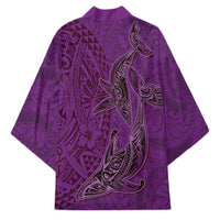 Hawaiian Whales Polynesian Art Motifs Kimono Purple Color LT03 - Polynesian Pride