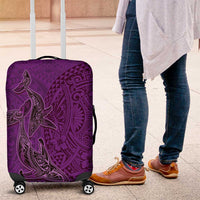 Hawaiian Whales Polynesian Art Motifs Luggage Cover Purple Color - Polynesian Pride