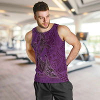 Hawaiian Whales Polynesian Art Motifs Men Tank Top Purple Color - Polynesian Pride