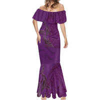 Hawaiian Whales Polynesian Art Motifs Mermaid Dress Purple Color - Polynesian Pride