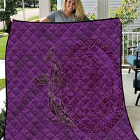 Hawaiian Whales Polynesian Art Motifs Quilt Purple Color - Polynesian Pride